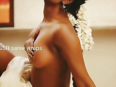 Indian unsubtle topless alongside saree